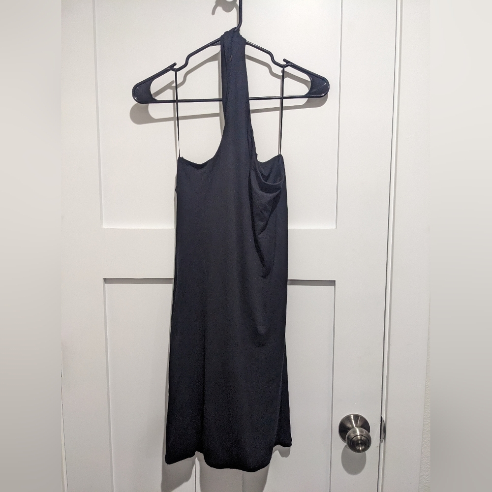 AFRM Black One-Shoulder Asymmetrical Mini Dress